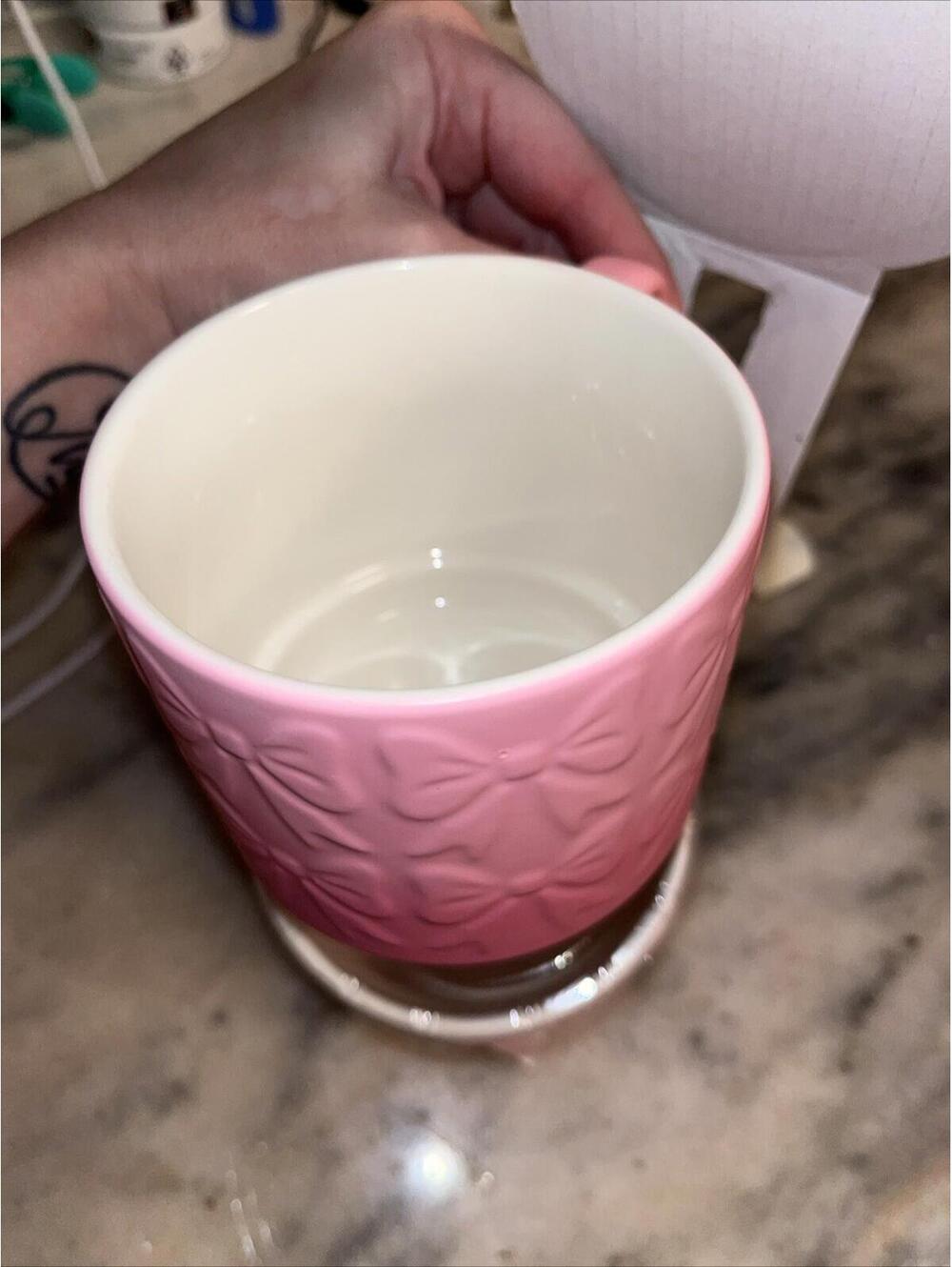 Pink Bow Mugs set of 2 Ceramic Mugs - Picture 6 of 7